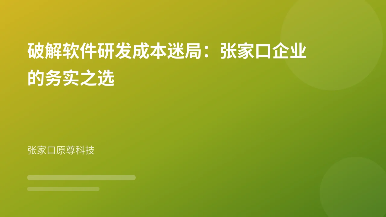 破解软件研发成本迷局:张家口企业的务实之选